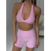 Спортивний топ бра з надзвичайно приємної тканини жіночий рожевий