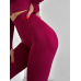 Безшовний комплект спортивний лосини з подвійним push up і топ лонгслів без чашок бордовий Rise