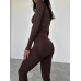 Безшовний комплект спортивний лосини з подвійним push up і топ лонгслів без чашок коречневий кавовий Rise