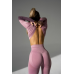 Безшовний комплект спортивний лосини з подвійним push up і топ лонгслів без чашок пудровий рожевий Rise