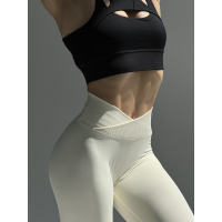Базові щільні лосини з V-поясом та Push up слонова кістка молочного кольору легінси жіночі спортивні Базові щільні лосини з V-поясом та Push up слонова кістка молочного кольору легінси жіночі спортивні