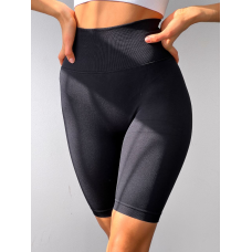 Спортивні велосипедки жіночі Push Up безшовні пуш ап базові чорні Спортивні велосипедки жіночі Push Up безшовні пуш ап базові чорні