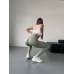 Спортивні лосини жіночі з подвійним Push up та V-подібним оливковий світлий хакі