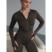 Жіночий спортивний комбінезон з довгим рукавом Easy оливковий