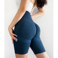 Спортивні велосипедки жіночі Push Up безшовні пуш ап базові темно-сині короткі