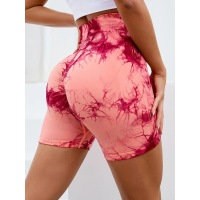 Жіночі мармурові велосипедки Push Up безшовні Червоний оранж