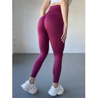 Спортивні лосини жіночі з подвійним Push up та V-подібним швом бордові