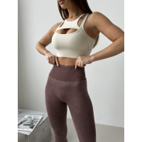 Зручний оригінальний спортивний топ колір слонова кістка топ бра